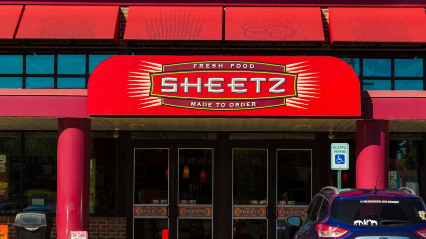 Lebanon, PA, USA - October 5, 2016: Entrance with distinctive logo of the Sheetz convenience stores.