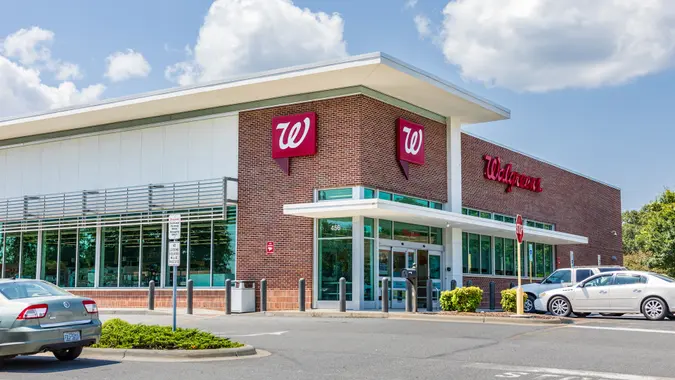 Shelby, NC, USA-9 August 2019:  A Walgreens Pharmacy, building and parking lot.