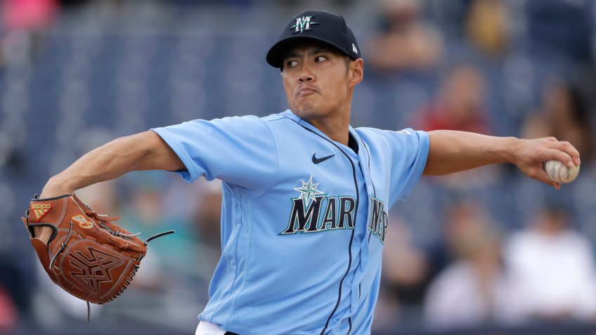 Mandatory Credit: Photo by Charlie Riedel/AP/Shutterstock (10576628bg)Seattle Mariners pitcher Wei-Yin Chen throws during the fourth inning of a spring training baseball game against the Colorado Rockies, in Peoria, ArizRockies Mariners Spring Baseball, Peoria, USA - 02 Mar 2020.