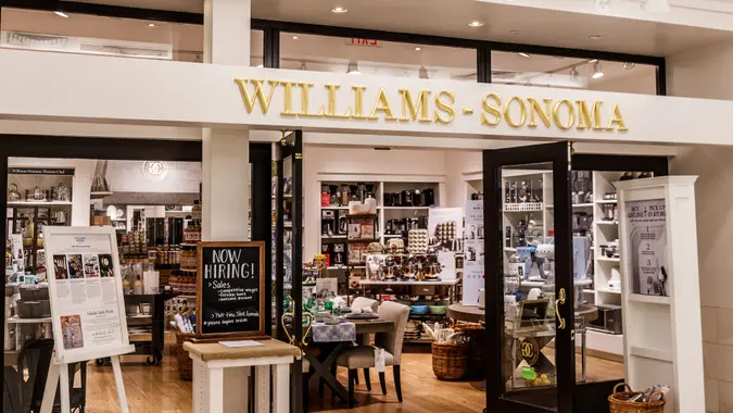 Williams-Sonoma storefront with a golden sign