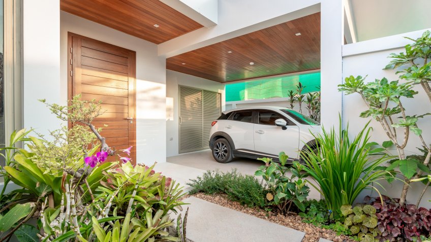 real estate Garage car parking house home interior exterior.