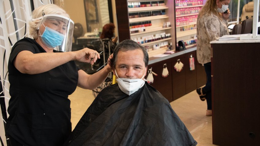 Mandatory Credit: Photo by Michele Eve Sandberg/Shutterstock (10650915aj)'Salon 21' begins to open today as Phase 1 is in place in certain areas of Miami.