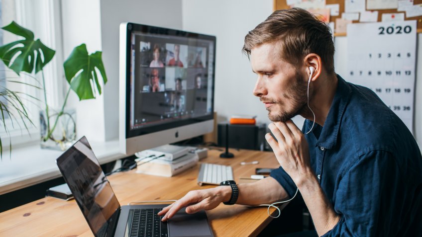 man talking on zoom video