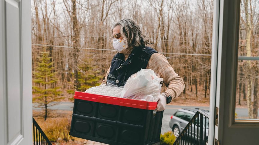 Groceries home delivery during the COVID-19 coronavirus outbreak in Poconos, Pennsylvania, USA.