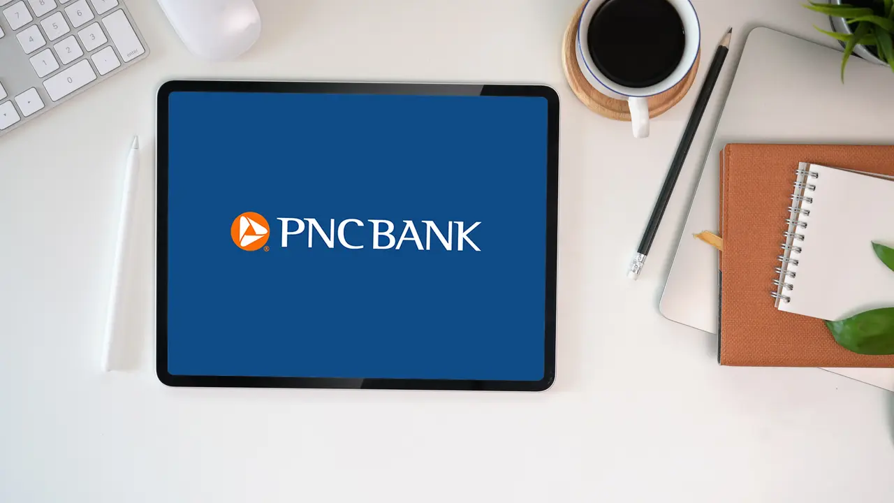 tablet with PNC bank mobile app