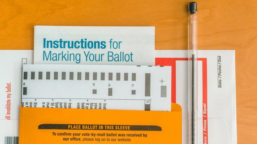Set of voting ballot ready to be send.