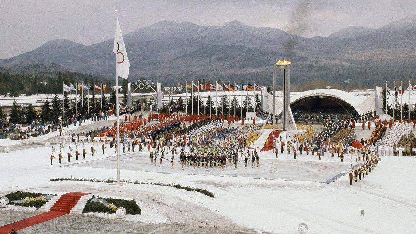 Mandatory Credit: Photo by Anonymous/AP/Shutterstock (6584642b)Opening ceremony of XIII Winter Olympics on in Lake Placid, N.
