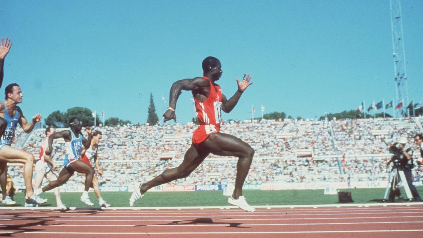 BEN JOHNSON WINNING 100 METRES RACEOLYMPIC GAMES IN SEOUL, SOUTH KOREA - 1988.
