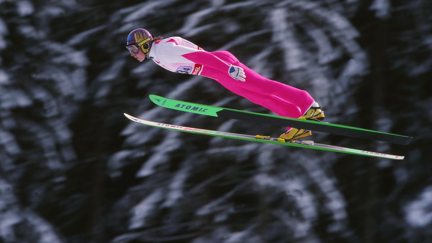 Ski Jumping - 1992 Albertville Winter Olympics - Men's Inividual Large Hill (K120) Finland's 16 year-old Toni Nieminen on the way to winning gold at Le Praz Courchevel France Nieminen also won gold in the team large hill competition and a bronze in the individual normal hill 1992 Albertville Winter Olympics - Men's Inividual Large HillSport.