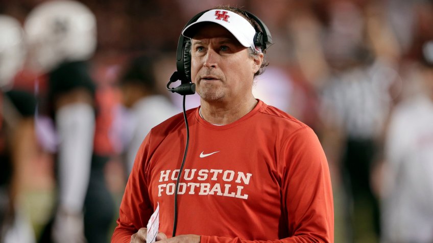 Houston head coach Dana Holgorsen during the second half of an NCAA college football game against SMU, in HoustonSMU Football, Houston, USA - 24 Oct 2019.