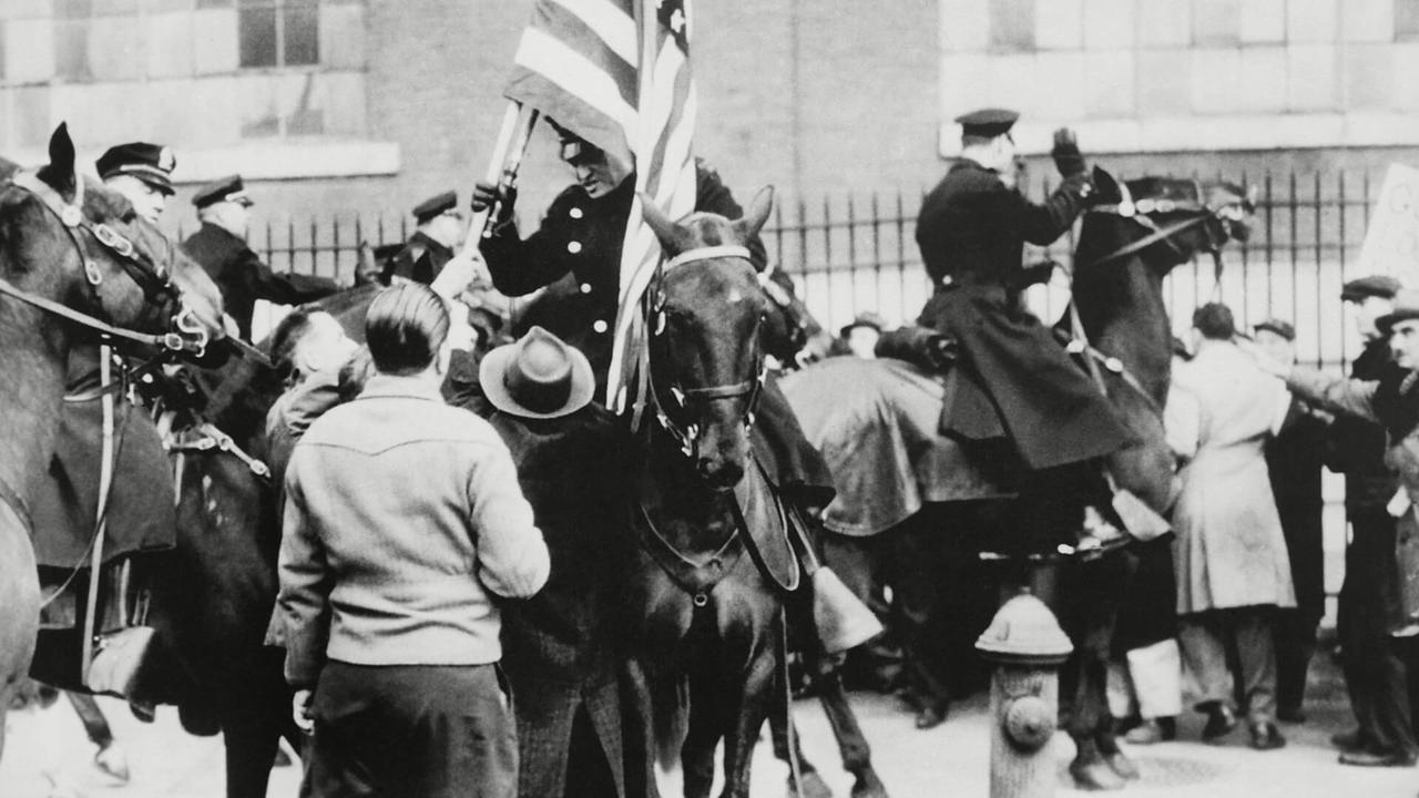 Mandatory Credit: Photo by Everett/Shutterstock (10305763a)Mounted police clashing with strikers, outside an electrical plant in Philadelphia.