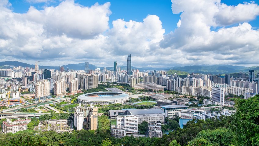 Shenzhen City, Guangdong, China City Building Skyline.