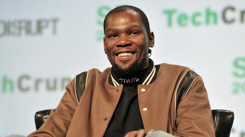 SAN FRANCISCO, CA - SEPTEMBER 19: NBA Player and Durant Company/Thirty Five Media Partner Kevin Durant speaks onstage during TechCrunch Disrupt SF 2017 at Pier 48 on September 19, 2017 in San Francisco, California.