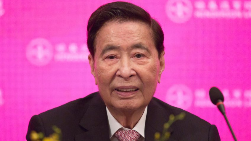 Mandatory Credit: Photo by Kin Cheung/AP/Shutterstock (10249831d)Henderson Land Development's founder and chairman Lee Shau-kee attends a news conference as he announces his retirement after the company's general meeting in Hong Kong, .