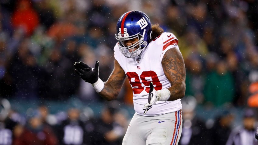 Mandatory Credit: Photo by Matt Rourke/AP/Shutterstock (10496110c)New York Giants defensive end Leonard Williams in action during an NFL football game against the Philadelphia Eagles, in PhiladelphiaGiants Football, Philadelphia, USA - 09 Dec 2019.