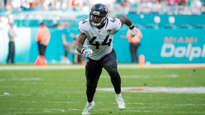 Mandatory Credit: Photo by JC Ridley/CSM/Shutterstock (10041135z)Myles Jack #44 of Jacksonville in action during the NFL football game between the Miami Dolphins and Jacksonville Jaguars at Hard Rock Stadium in Miami Gardens FL.