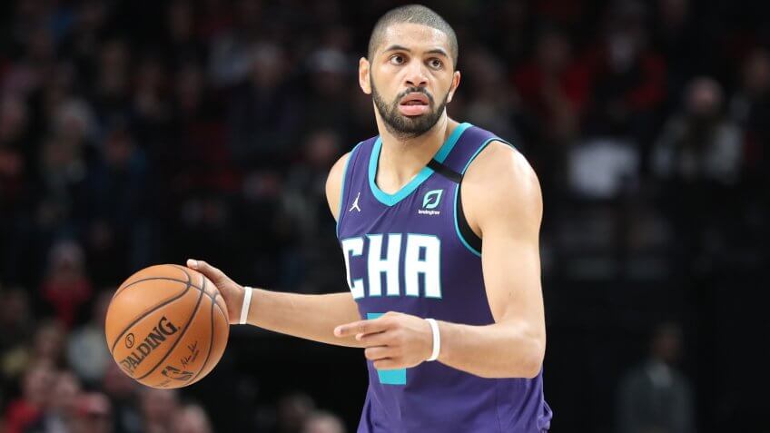 PORTLAND, OREGON - JANUARY 13: Nicolas Batum #5 of the Charlotte Hornets handles the ball in the fourth quarter against the Portland Trail Blazers during their game at Moda Center on January 13, 2020 in Portland, Oregon.