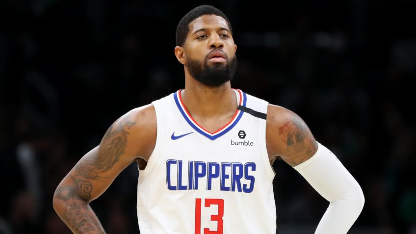 BOSTON, MASSACHUSETTS - FEBRUARY 13: Paul George #13 of the LA Clippers looks on during the game against the Boston Celtics TD Garden on February 13, 2020 in Boston, Massachusetts.