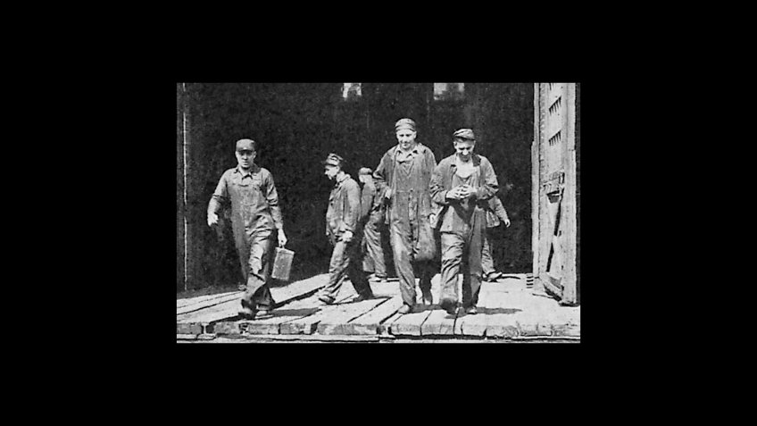 Railroad Shopmen walking off the job in the July 1922 Railway Strike