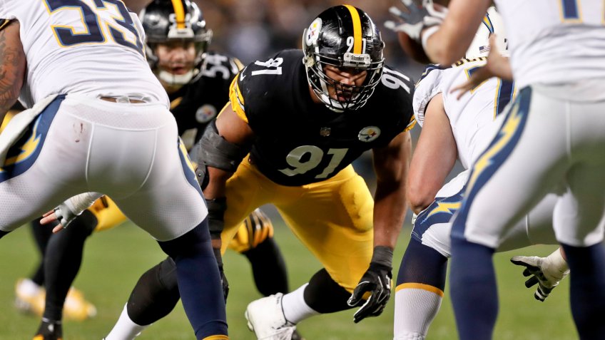 Mandatory Credit: Photo by Don Wright/AP/Shutterstock (10013950hv)Pittsburgh Steelers defensive end Stephon Tuitt (91) plays in an NFL football game against the Los Angeles Chargers, in PittsburghChargers Steelers Football, Pittsburgh, USA - 02 Dec 2018.