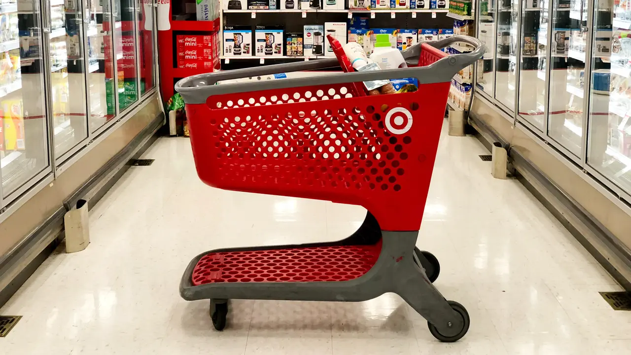 Target shopping cart in aisle