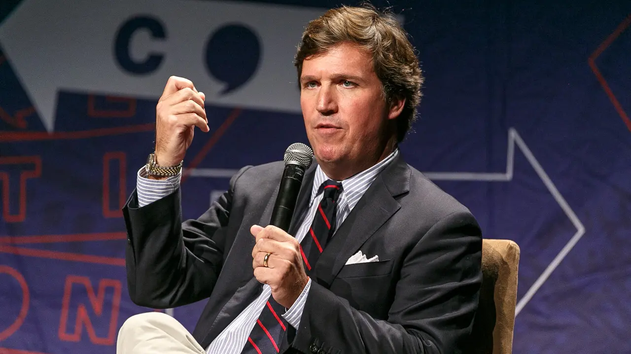Tucker Carlson speaks onstage during Politicon 2018 at Los Angeles Convention Center on October 21, 2018 in Los Angeles, California. (Photo by Rich Polk/Getty Images for Politicon )