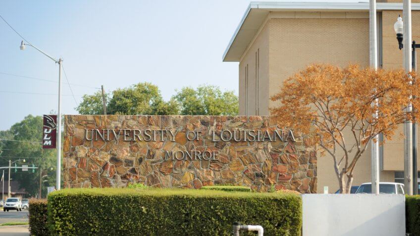 Monroe, Louisiana, USA - September 13, 2013: Sign for The University of Louisiana Monroe.