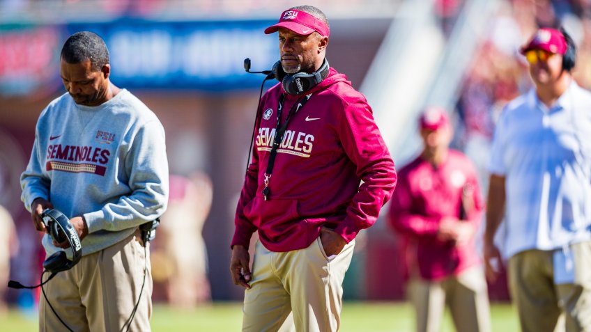 Florida State Seminoles head coach Willie Taggart during the NCAA college football game between Clemson and Florida State on at Doak Campbell Stadium in Tallahassee, FLNCAA Football Clemson vs Florida State, Tallahassee, USA - 27 Oct 2018.