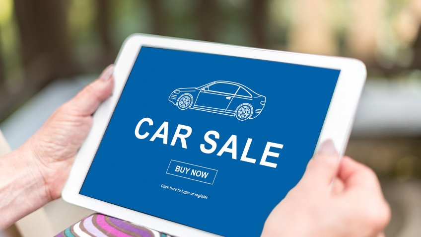 car for sale on tablet