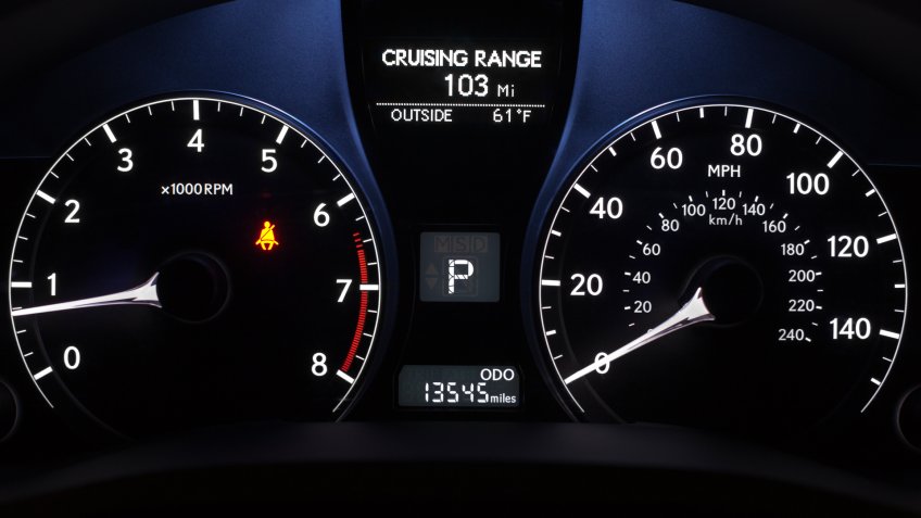 Back-lit car control panel.