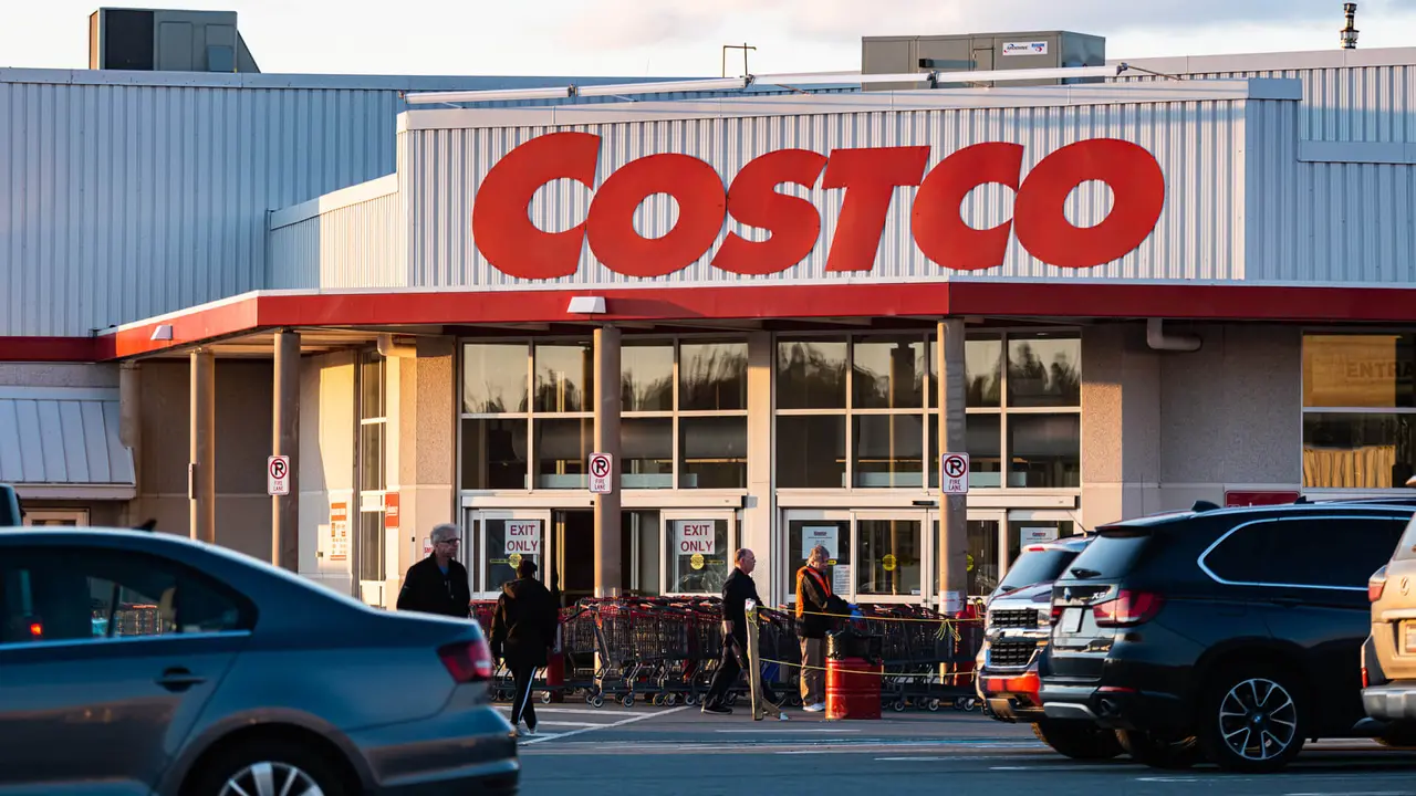 April 17, 2020 - Halifax, Canada - Costco Wholesale warehouse store located in the Bayers Lake retail park.
