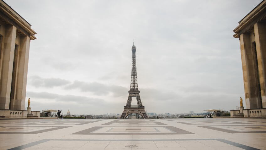 empty Paris Eiffel Tower