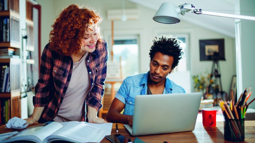 Photo of students studying together.
