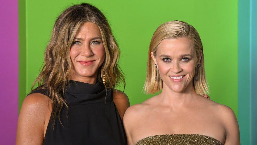 NEW YORK, NY - OCTOBER 28: Actresses Jennifer Aniston and Reese Witherspoon attend Apple TV+'s "The Morning Show" World Premiere at David Geffen Hall on October 28, 2019 in New York City.