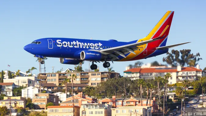 San Diego, United States – April 13, 2019: Southwest Airlines Boeing 737-700 airplane at San Diego airport (SAN) in the United States.