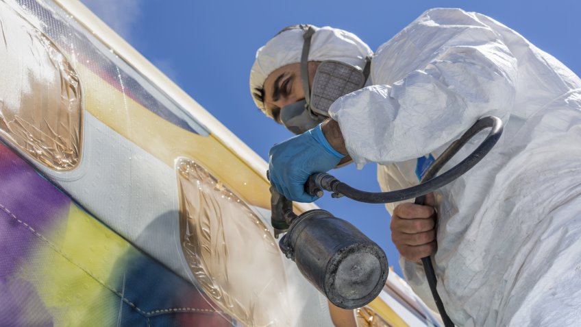 Aircraft painting and sandblasting.