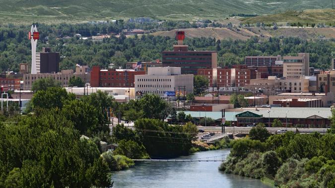 Aerial view of Casper, Wyoming, USA.