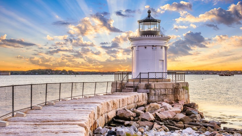 South Portland, Maine, USA at the Portland Breakwater Light.