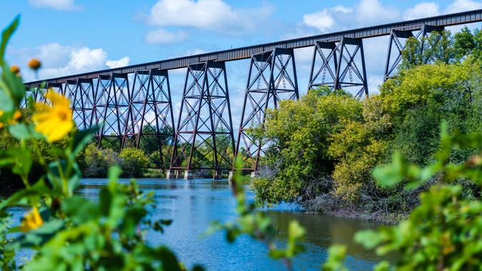 This Bridge runs over the valley in Valley City North Dakota.