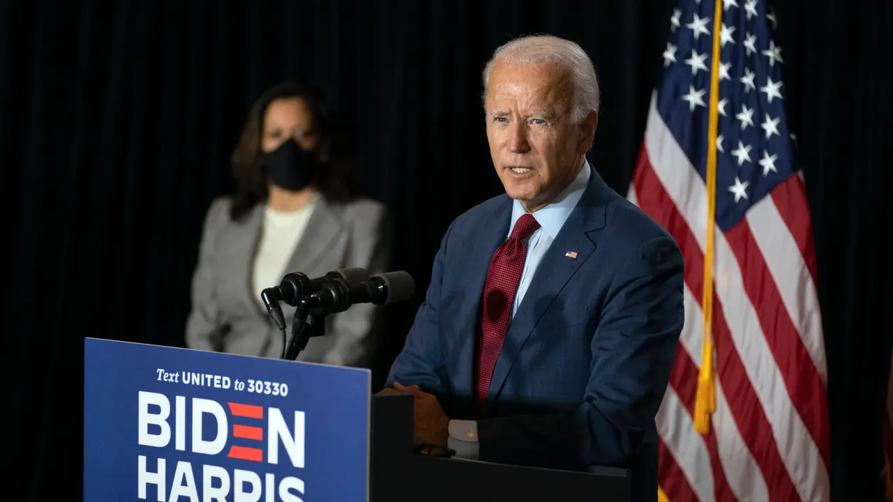 Mandatory Credit: Photo by Carolyn Kaster/AP/Shutterstock (10743621d)Democratic presidential candidate former Vice President Joe Biden joined by his running mate Sen.