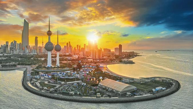 Vibrant Sunset over Kuwait City.