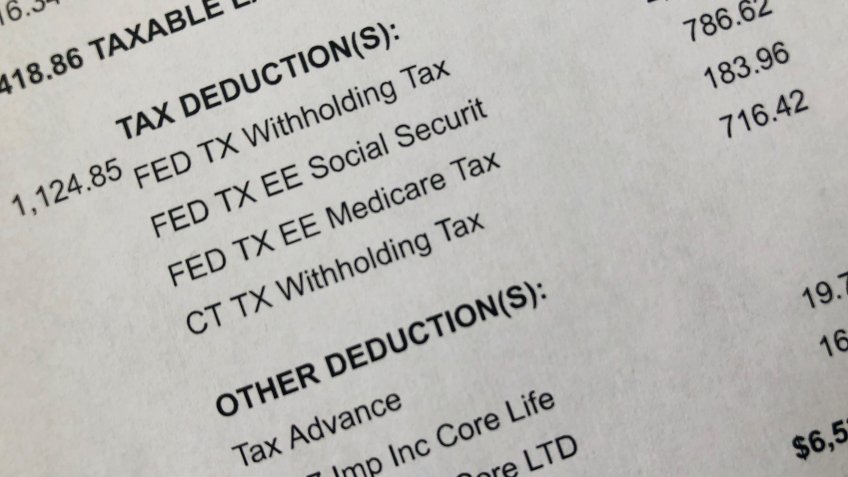 Copy of paystub showing deductions.