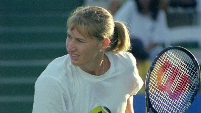 Steffi Graf Practices at the 1999 TIG Tennis Classic