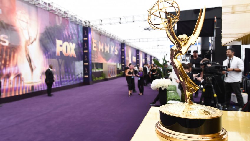 Mandatory Credit: Photo by Jordan Strauss/Invision/AP/Shutterstock (10421114a)An Emmy statue appears in the red carpet at the 71st Primetime Emmy Awards, at the Microsoft Theater in Los Angeles2019 Primetime Emmy Awards - Arrivals, Los Angeles, USA - 22 Sep 2019.