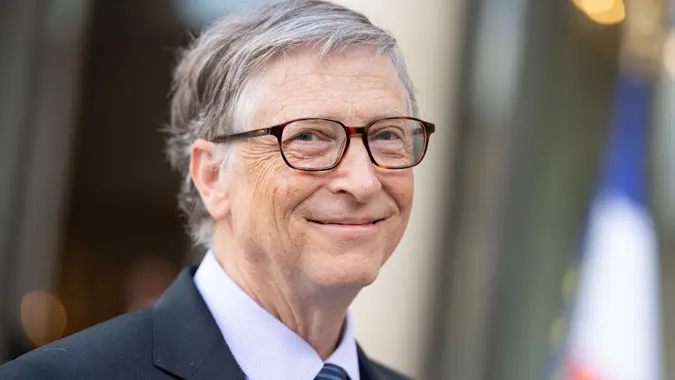 Mandatory Credit: Photo by David Niviere/Sipa/Shutterstock (9634268b)Bill GatesBill Gates and Melinda Gates at the Elysee Palace, Paris, France - 16 Apr 2018.