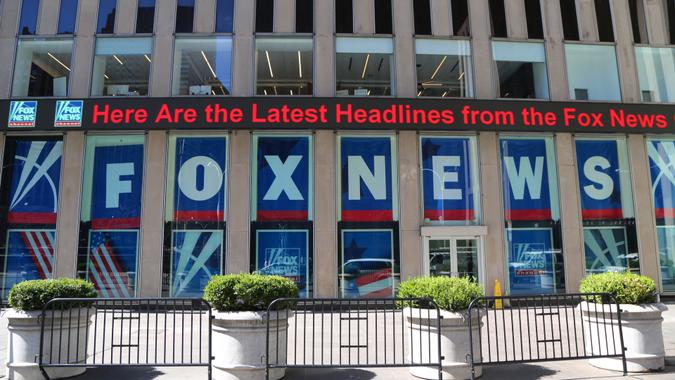 NEW YORK - APRIL 26, 2018: Fox News Channel at the News Corporation headquarters building in New York City. News Corporation is an American diversified multinational mass media corporation