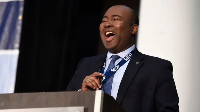 Mandatory Credit: Photo by Meg Kinnard/AP/Shutterstock (10505656a)Democrat Jaime Harrison, who is seeking to challenge Republican U.