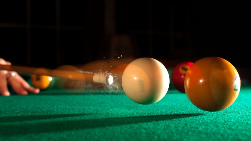 Action Shot Billiards Table Pool Cue and Balls