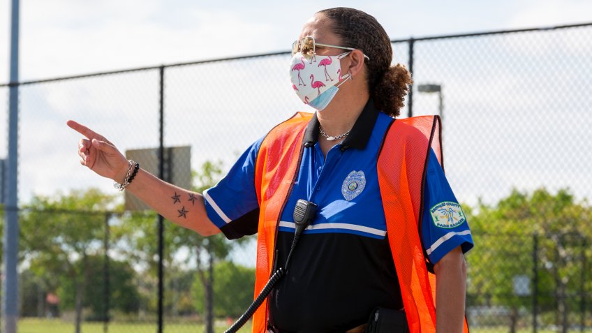 Lauderhill, Florida/USA - May 11, 2020: Park Ranger in face mask n95 during COVID-19 coronavirus pandemic.