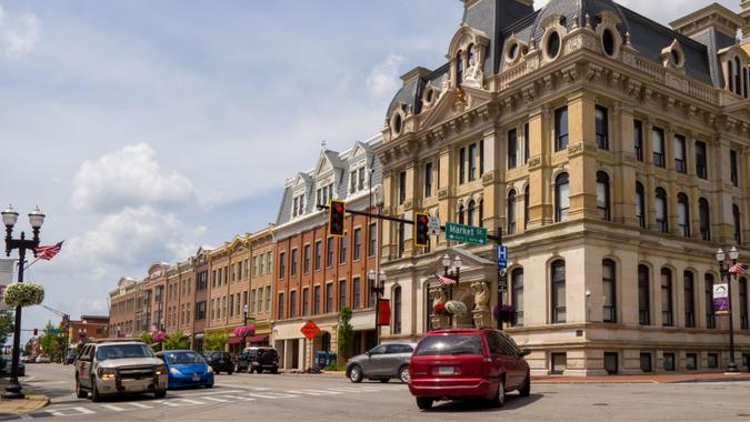 Historic Wayne County Courthouse in Wooster, Ohio stock photo